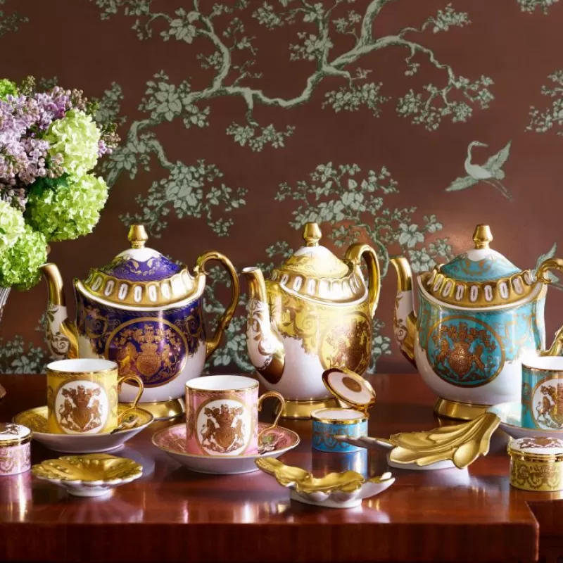 Special Edition Lustre Pink And Green Coffee Cup And Saucer*Royal Collection Shop Clearance