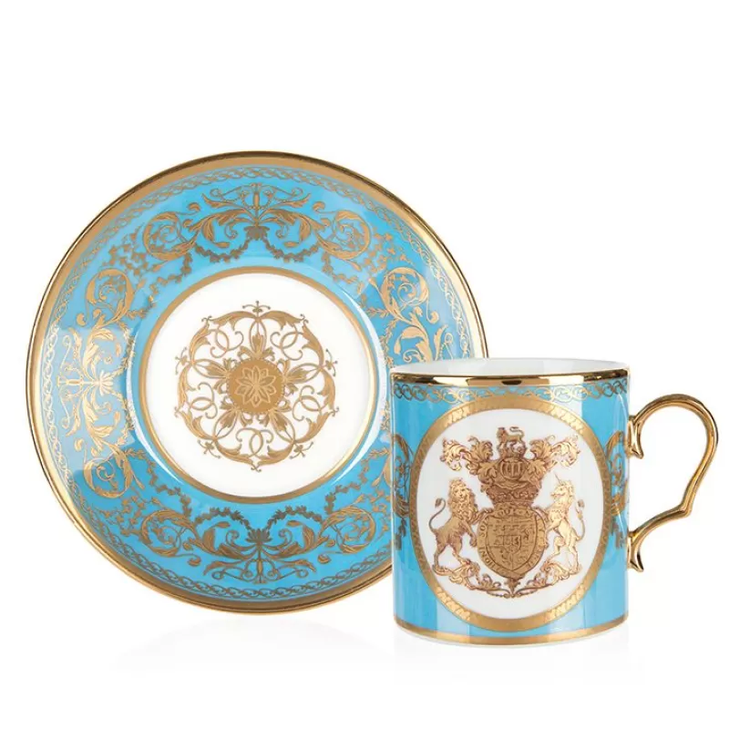 Special Edition Lustre Turquoise And Yellow Coffee Cup And Saucer*Royal Collection Shop Clearance